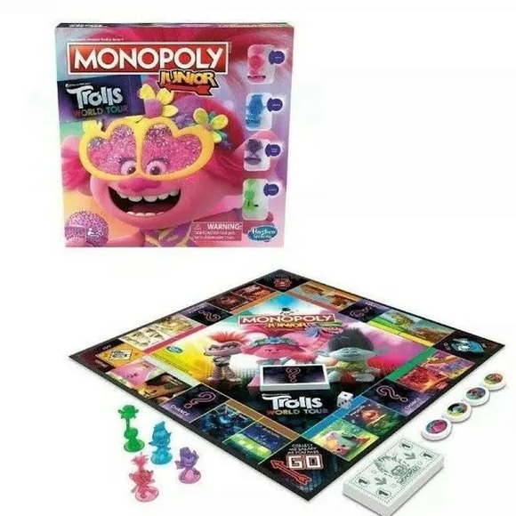 Monopoly® Junior: DreamWorks Trolls World Tour Edition Board Game-New - Picture 7 of 8
